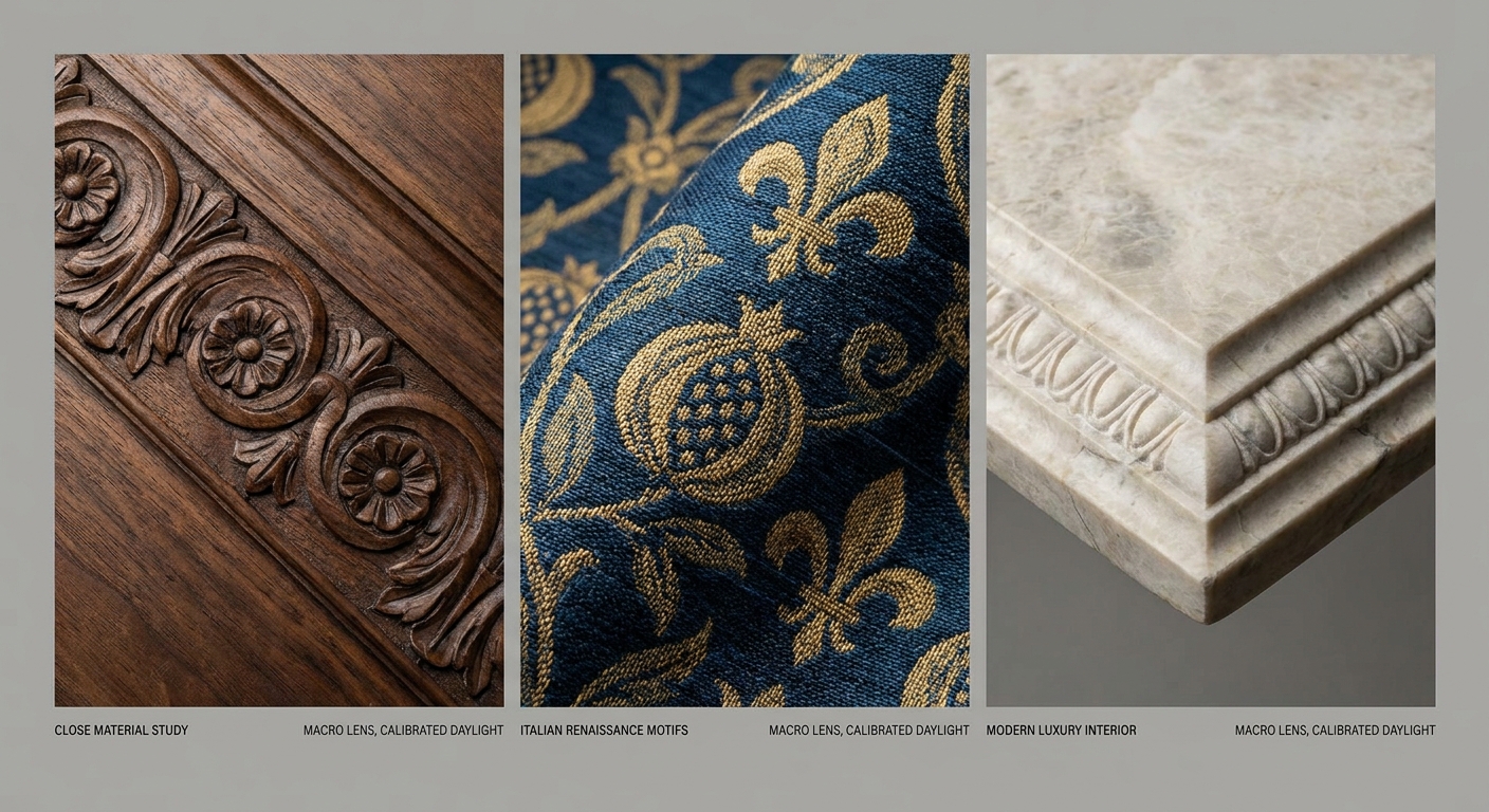 How Italian Renaissance motifs appear in modern luxury interior details